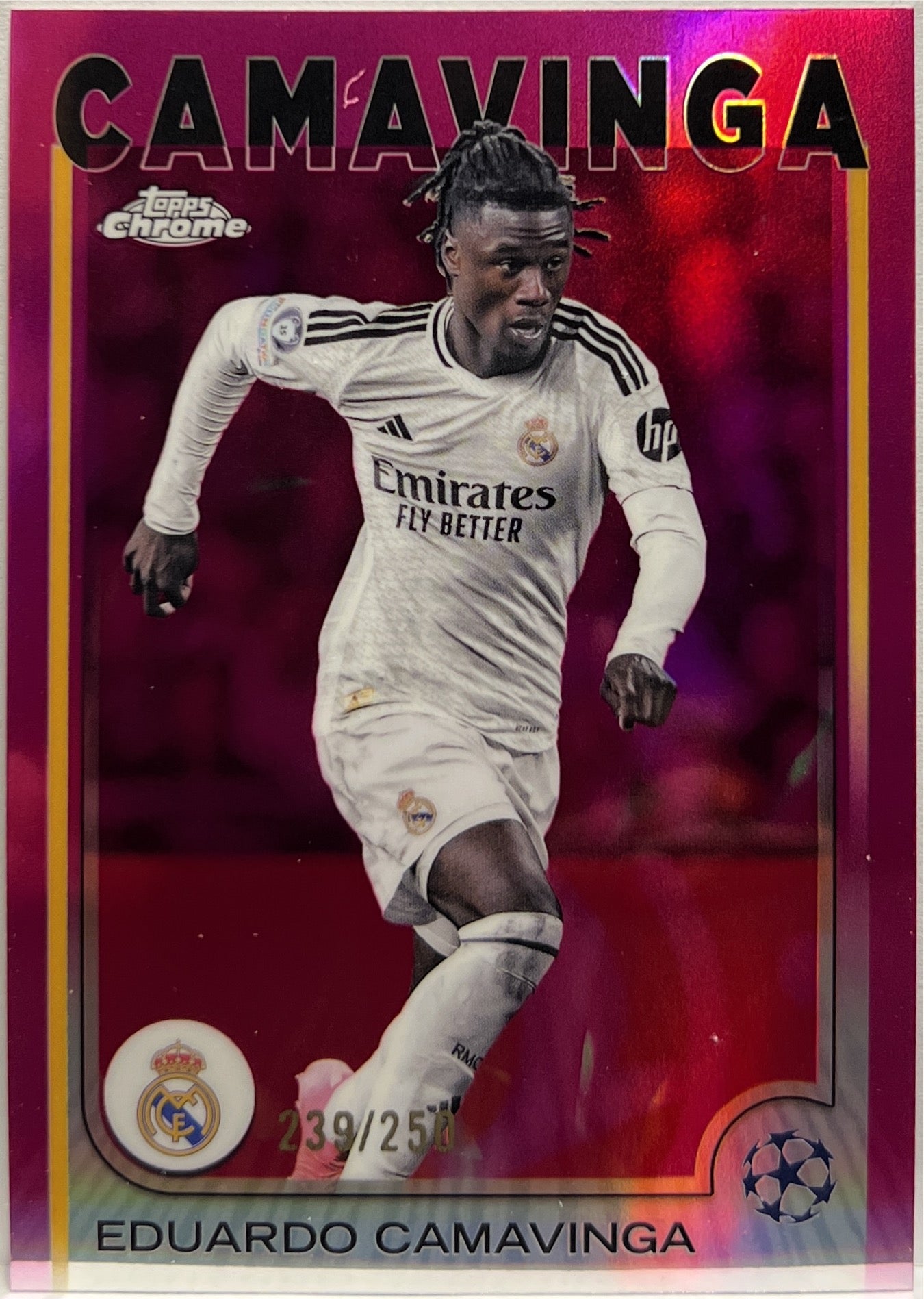Eduardo Camavinga 239/250 Pink Topps Chrome UCC 2024/25