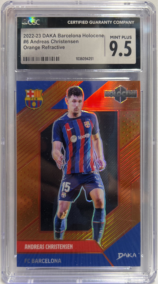 Andreas Christensen 21/25 Holocene Orange Refractive Daka Barcelona One & Two 2023/24 CGC 9.5