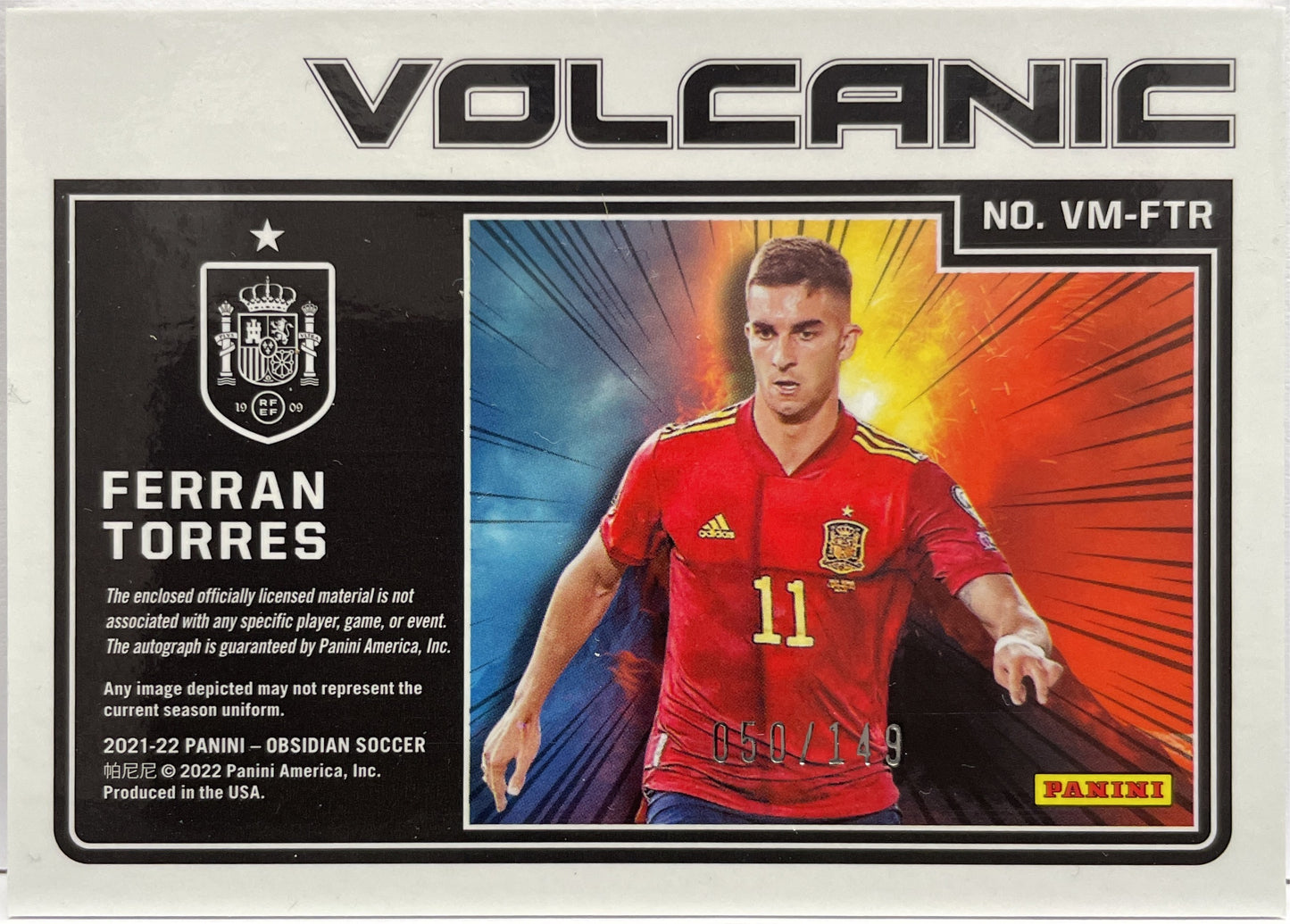 Ferran Torres 50/149 Patch Autograph Volcanic Obsidian 2021/22