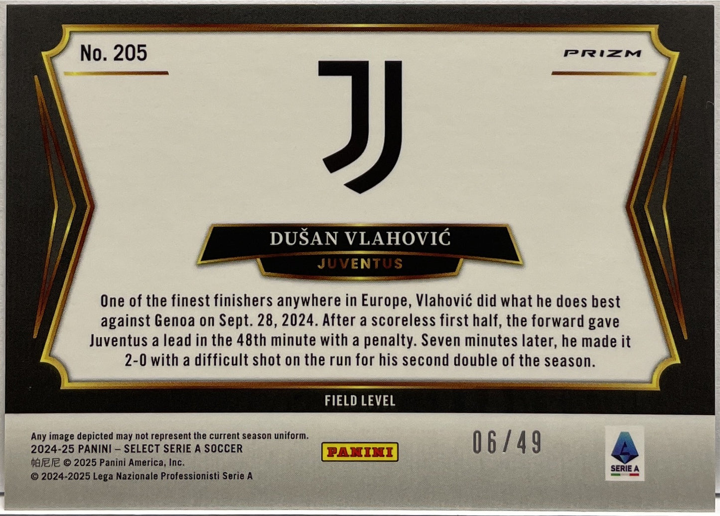 Dusan Vlahovic 4/49 Field Level Purple Select Serie A 2024/25