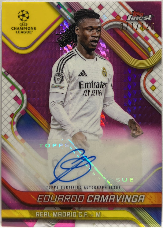 Eduardo Camavinga 71/125 Autograph Pink Prism Topps Finest UCC 2024/25