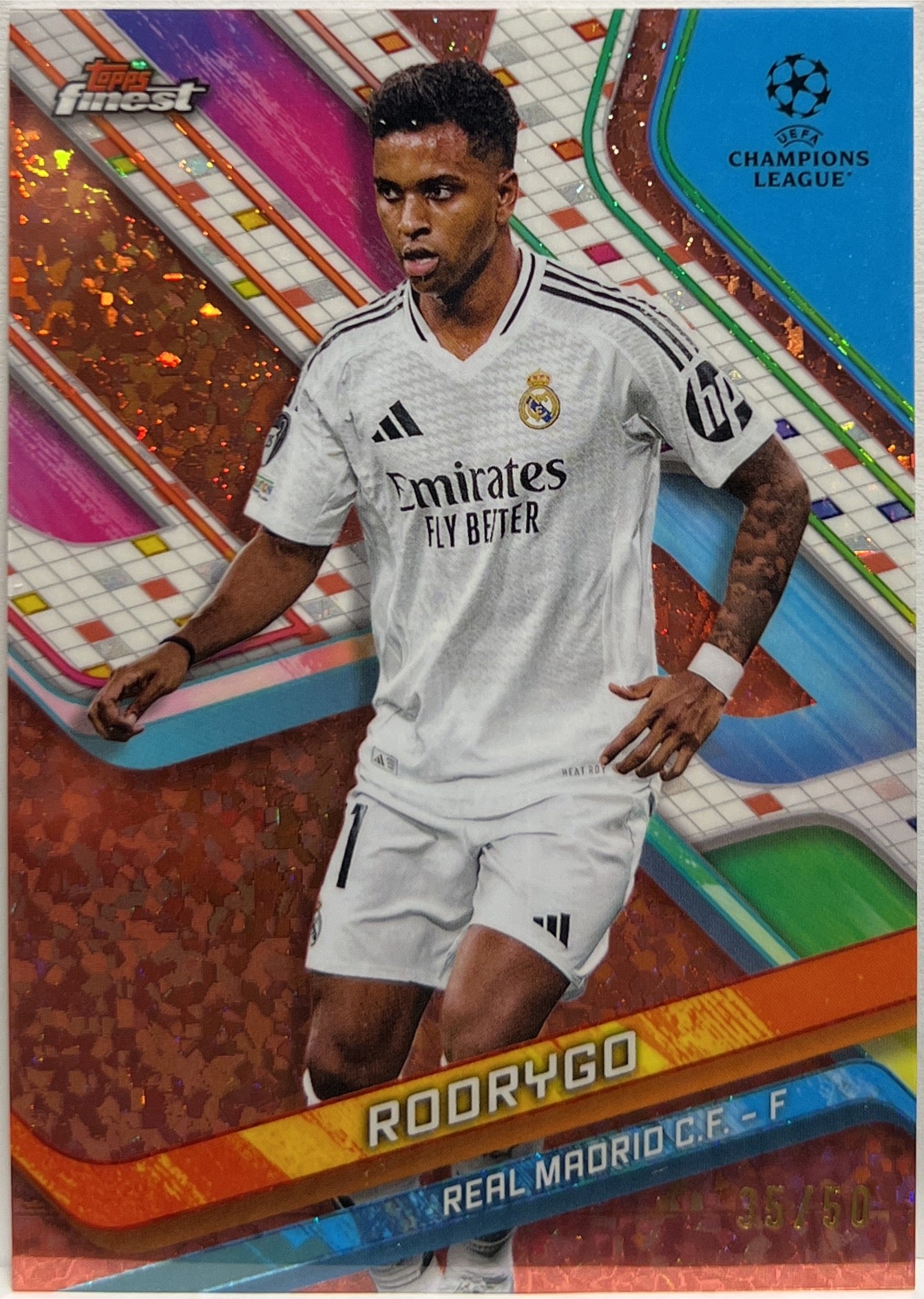 Rodrygo 35/50 Rose Gold Mini Diamond Topps Finest UCC 2024/25
