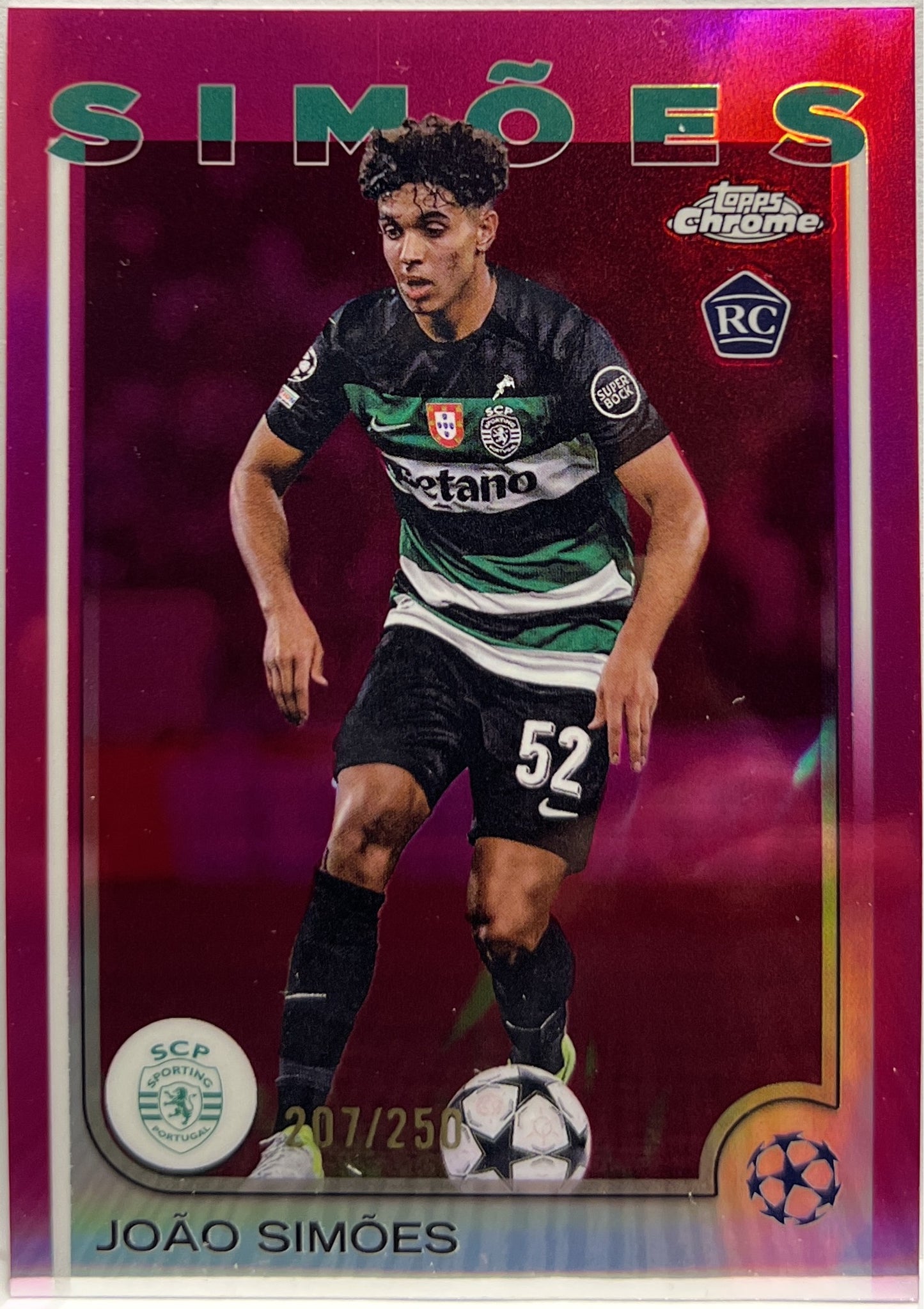 Joao Simoes 207/250 Rookie Pink Topps Chrome UCC 2024/25
