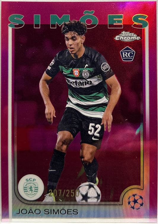 Joao Simoes 207/250 Rookie Pink Topps Chrome UCC 2024/25