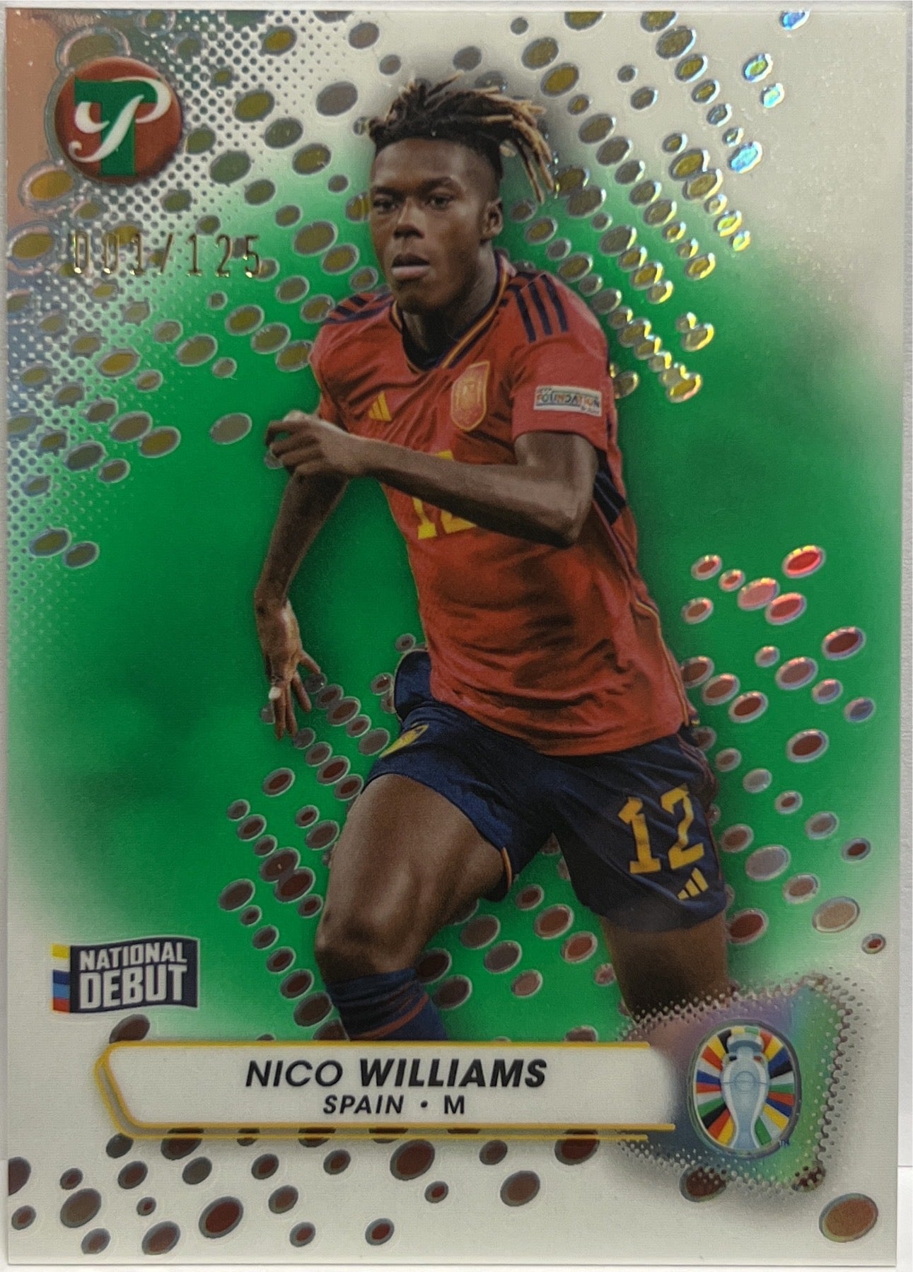 Nico Williams 1/125 National Debut Green Topps Pristine Road To Euro 2024