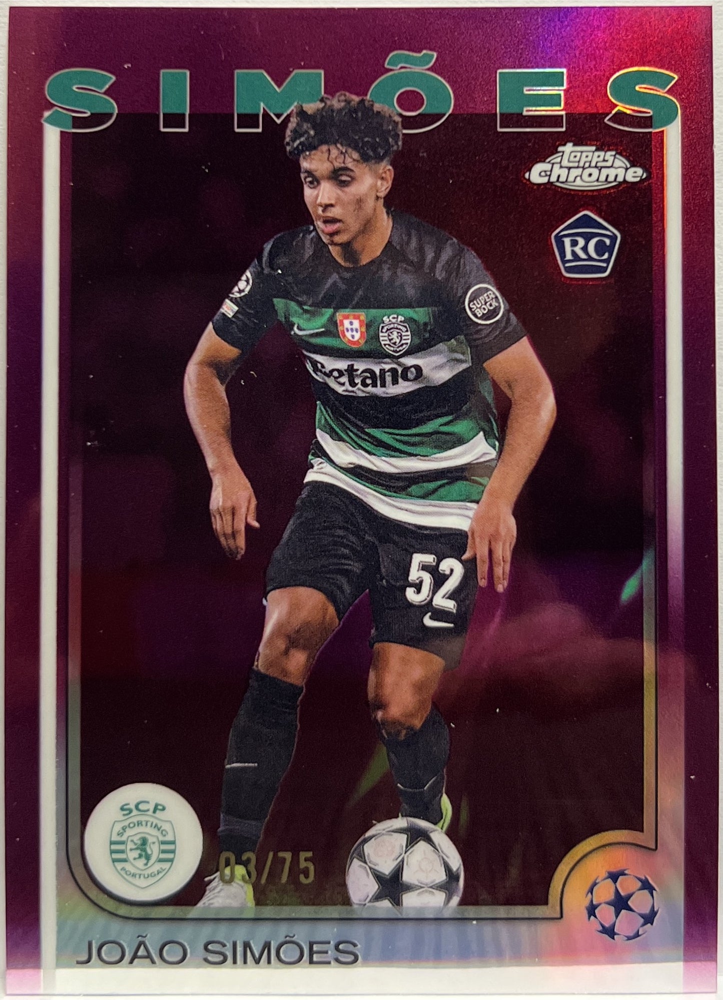 Joao Simoes 3/75 Rookie Magenta Topps Chrome UCC 2024/25