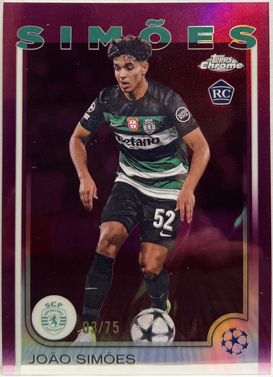 Joao Simoes 3/75 Rookie Magenta Topps Chrome UCC 2024/25