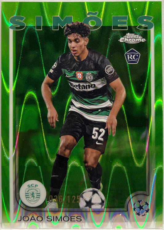 Joao Simoes 36/125 Rookie Green RayWave Topps Chrome UCC 2024/25