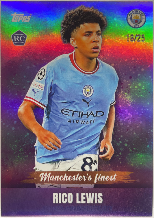 Rico Lewis 16/25 Rookie Manchester's Finest Topps Team Set Manchester City 2022/23