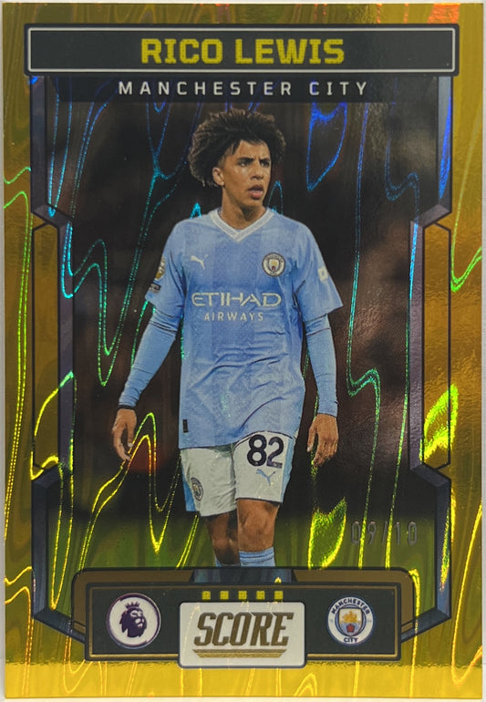 Rico Lewis 9/10 Gold Swirl Score Premier League 2023/24