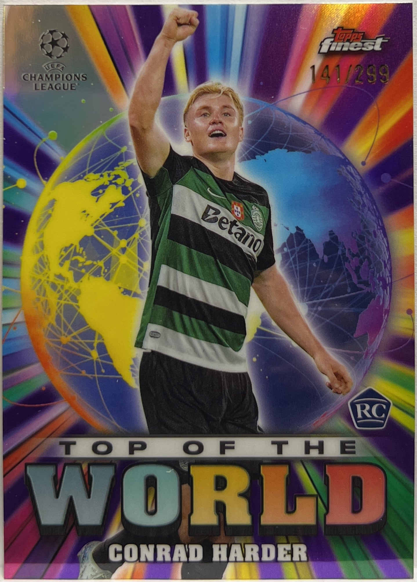 Conrad Harder 141/299 Rookie Top Of The World Purple Topps Finest UCC 2024/25