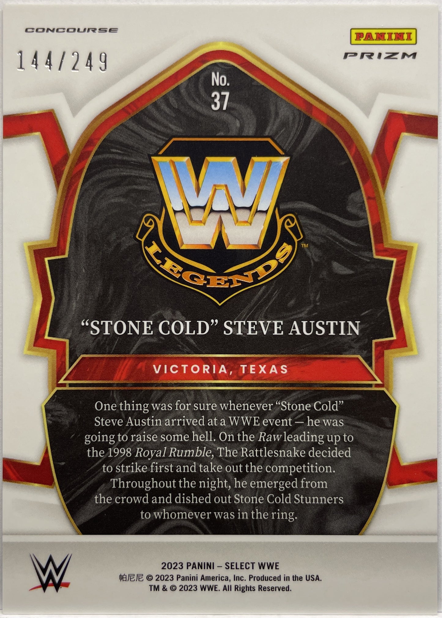 Stone Cold Steve Austin 144/249 Light Blue Select WWE 2023