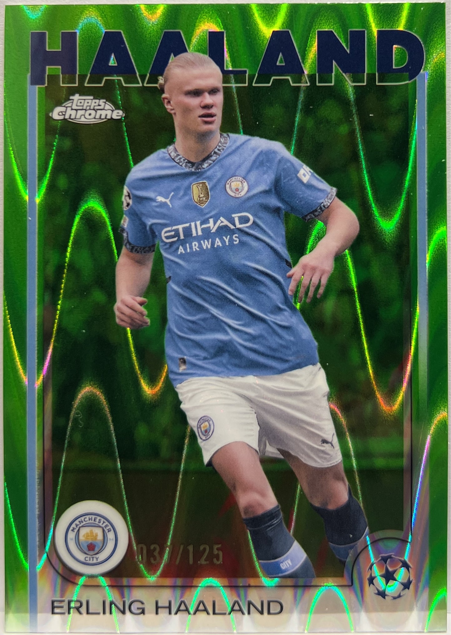 Erling Haaland 37/125 Green RayWave Topps Chrome UCC 2024/25