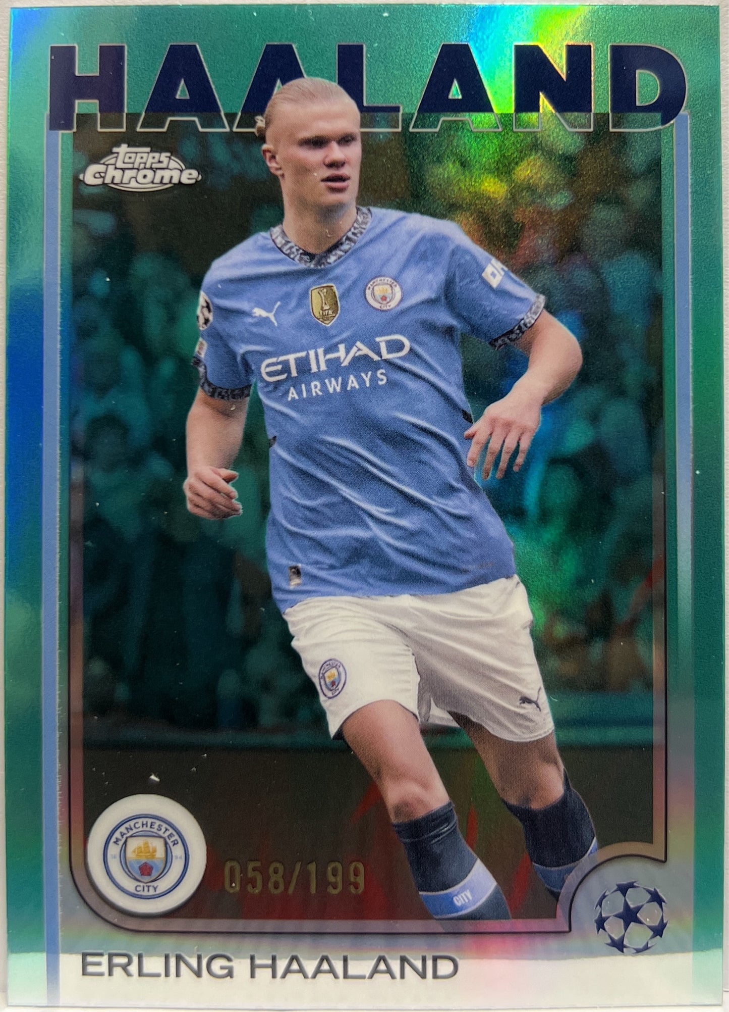Erling Haaland 58/199 Aqua Topps Chrome UCC 2024/25
