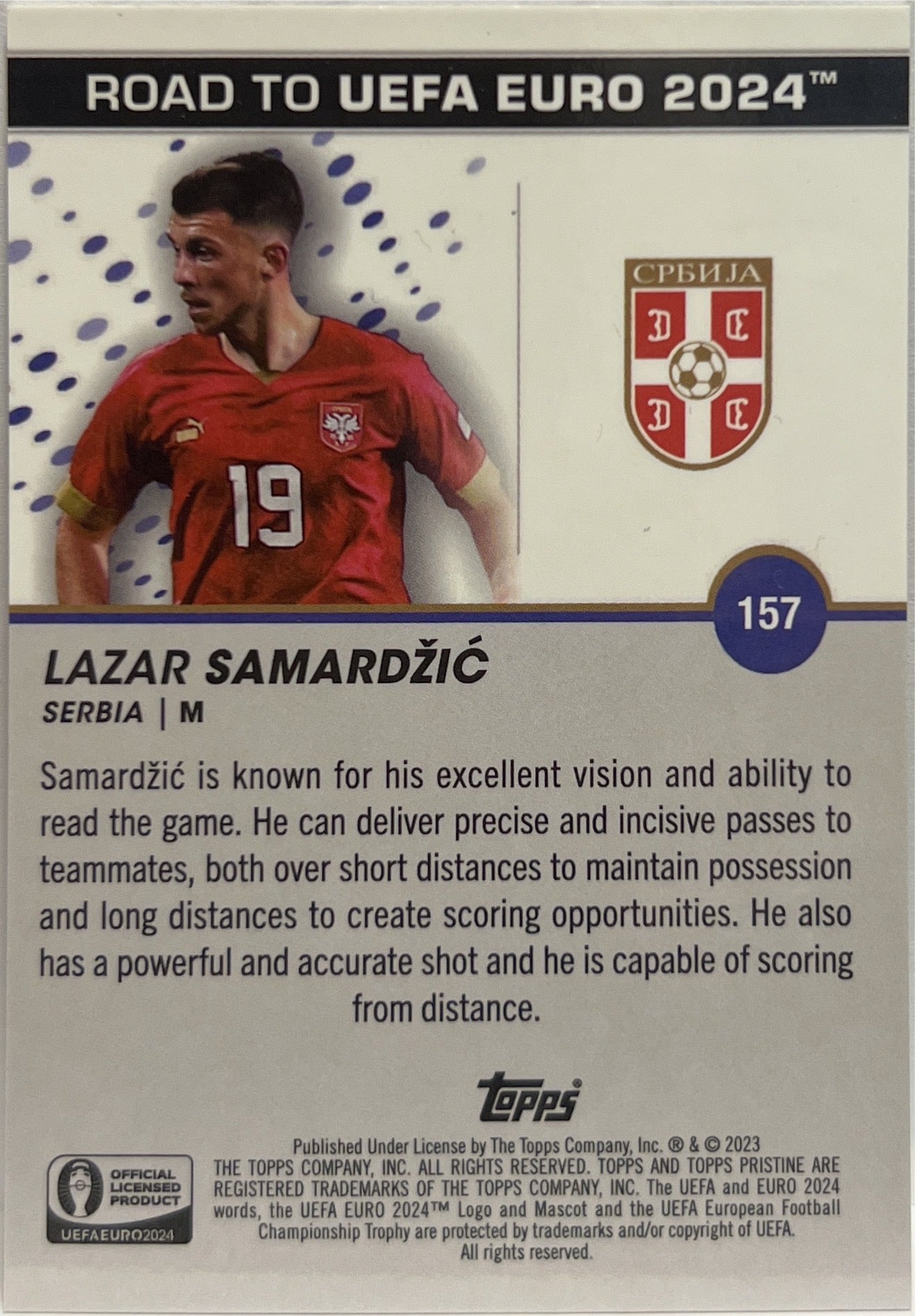 Lazar Samardzic 17/25 National Debut Orange Topps Pristine Road To Euro 2024