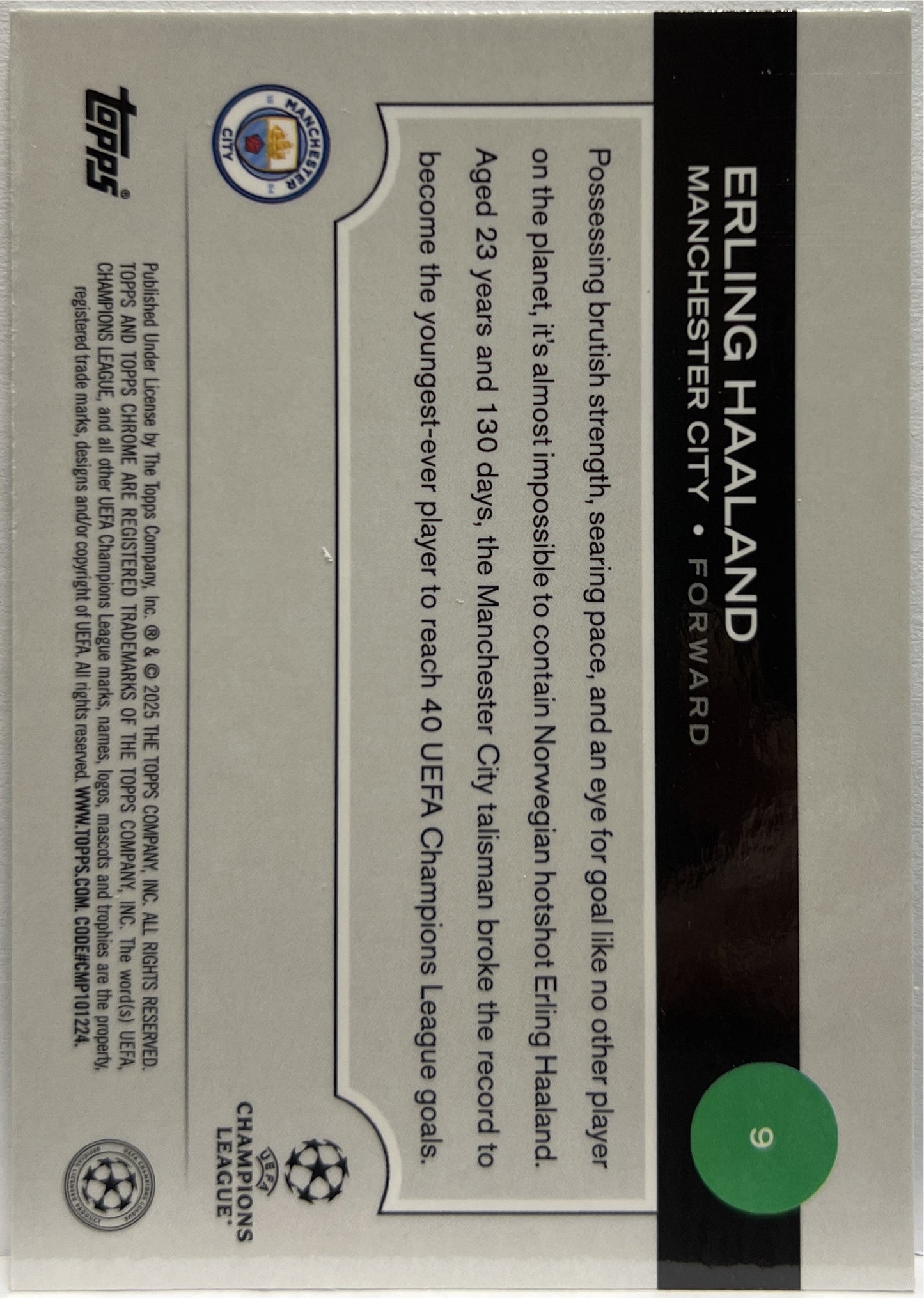 Erling Haaland 58/199 Aqua Topps Chrome UCC 2024/25