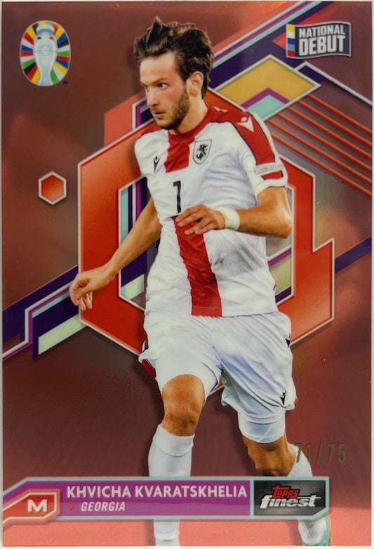 Khvicha Kvaratskhelia 71/75 National Debut Topps Finest Road To Uefa Euro 2024