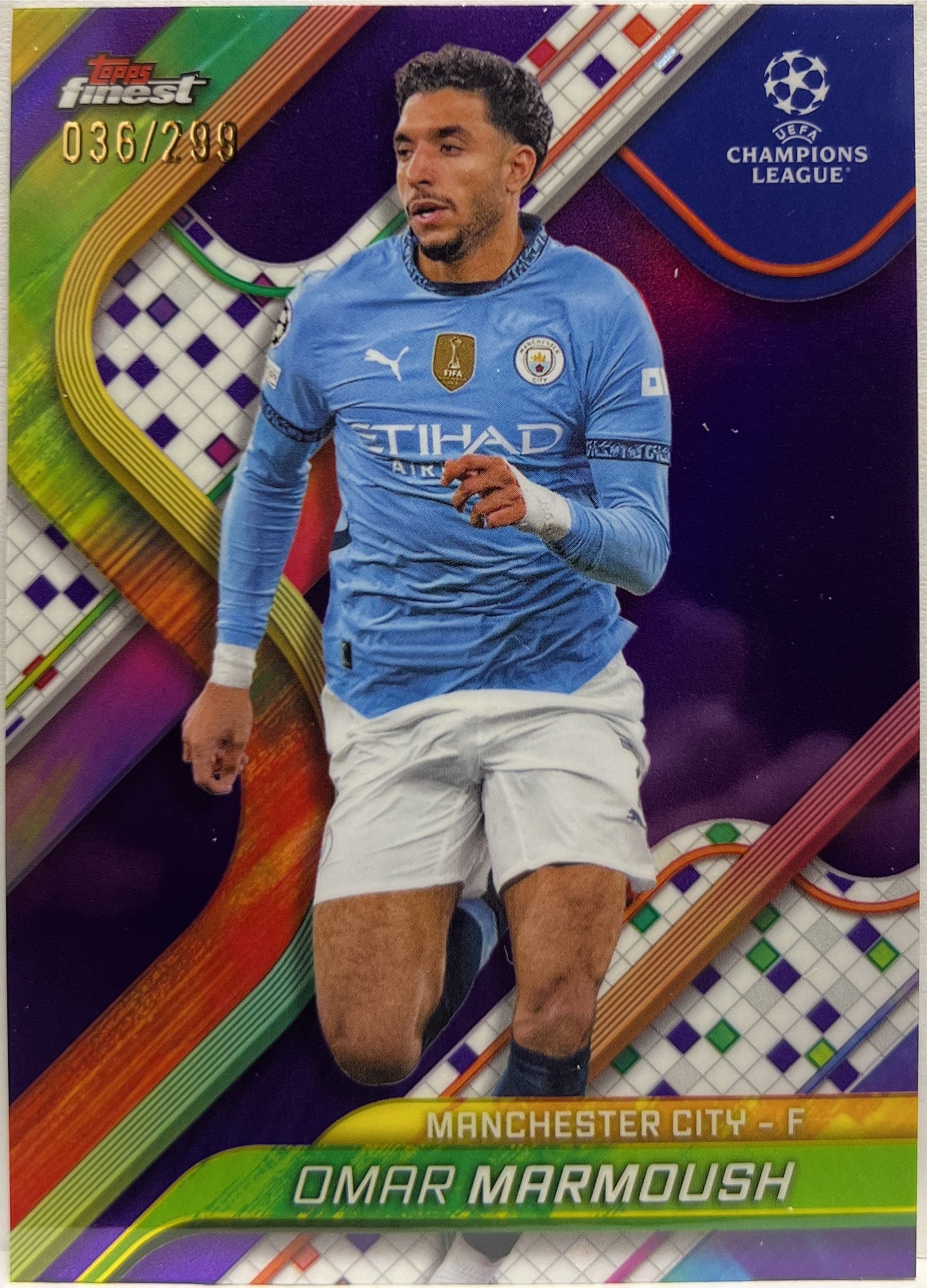 Omar Marmoush 36/299 Purple Topps Finest UCC 2024/25