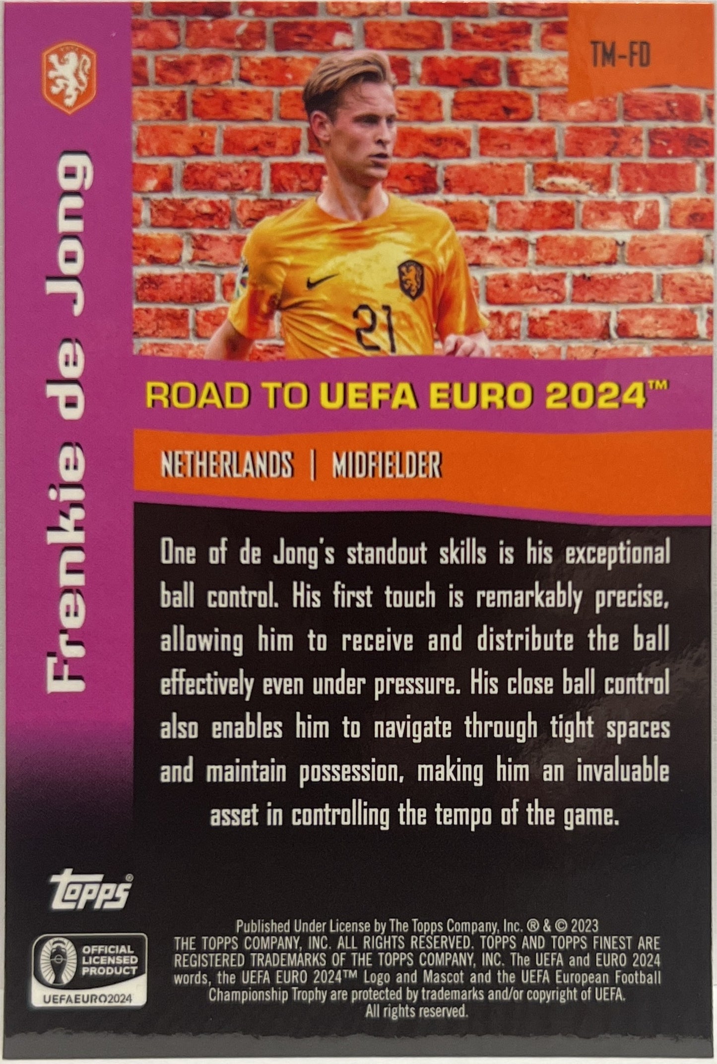 Frenkie De Jong The Man Topps Finest Road To Uefa Euro 2024