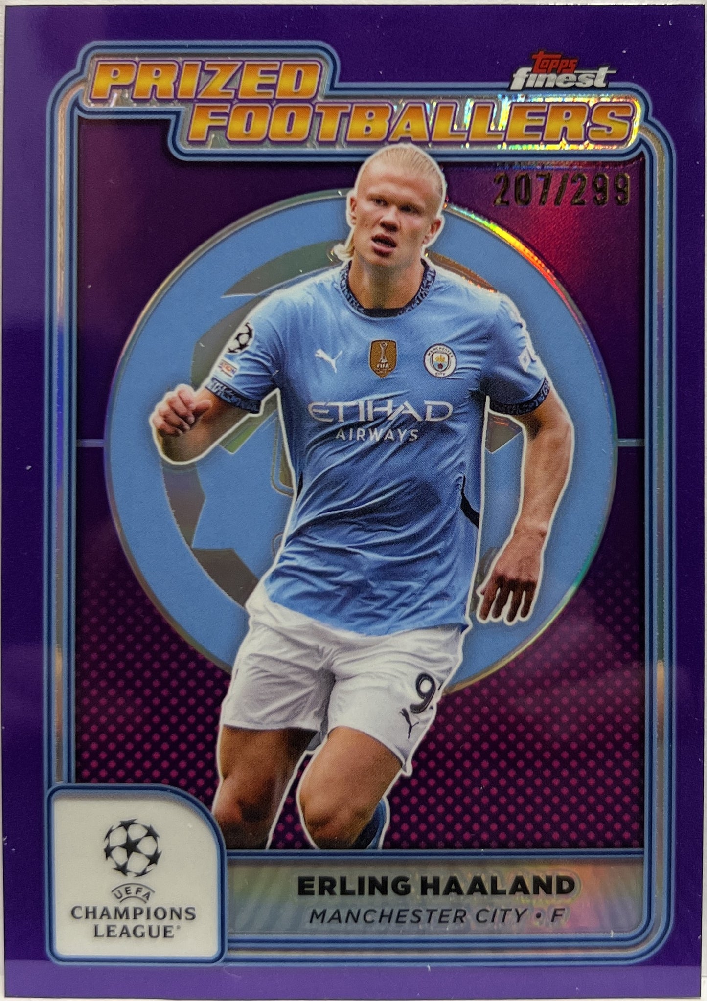 Erling Haaland 207/299 Prized Footballers Purple Topps Finest UCC 2024/25