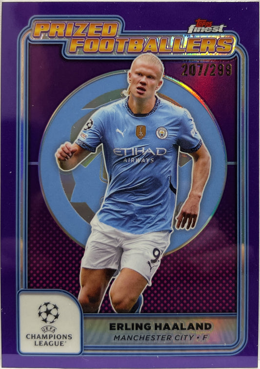 Erling Haaland 207/299 Prized Footballers Purple Topps Finest UCC 2024/25