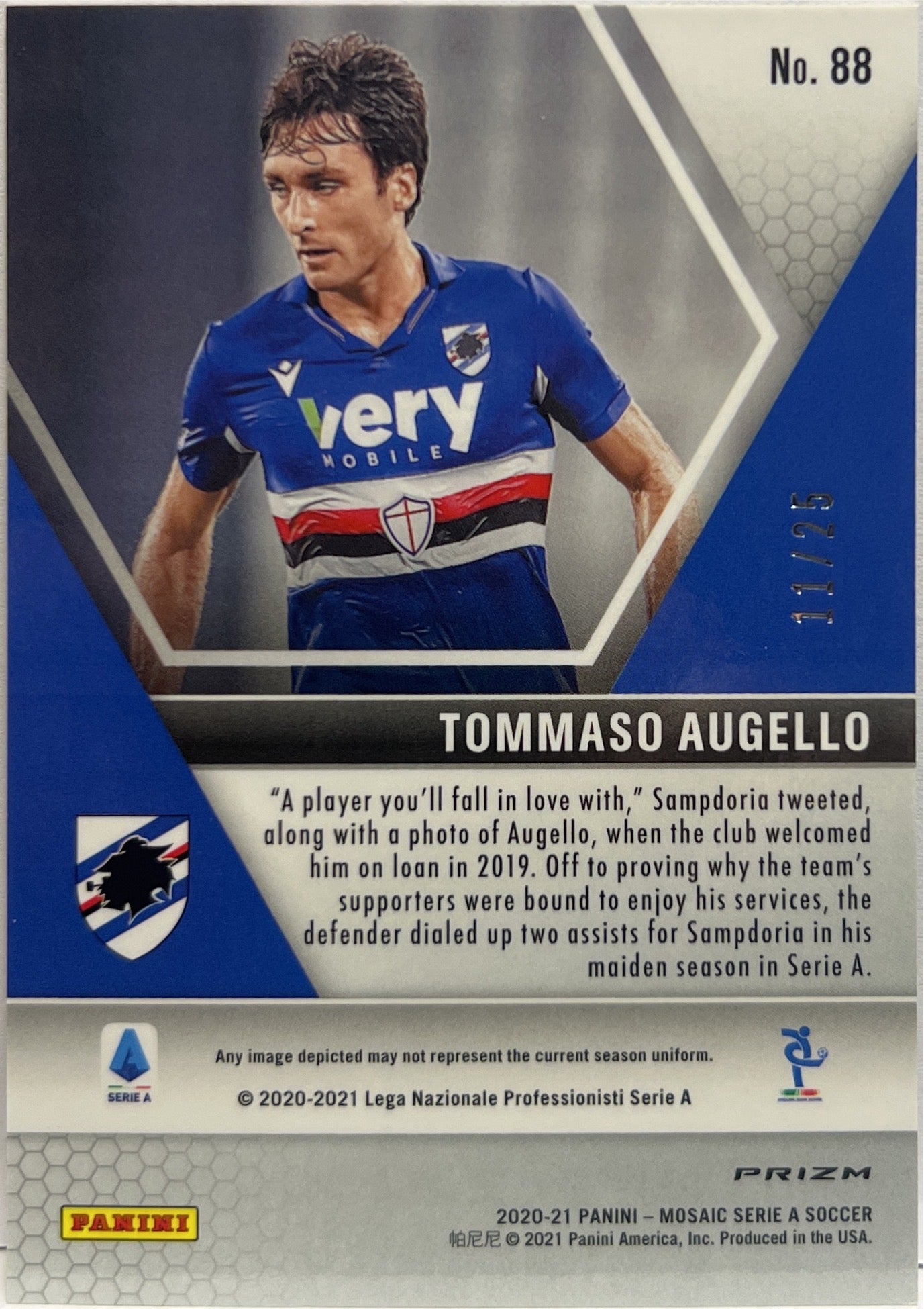 Tommaso Augello 11/25 Rookie Pink Mosaic Serie A 2020/21