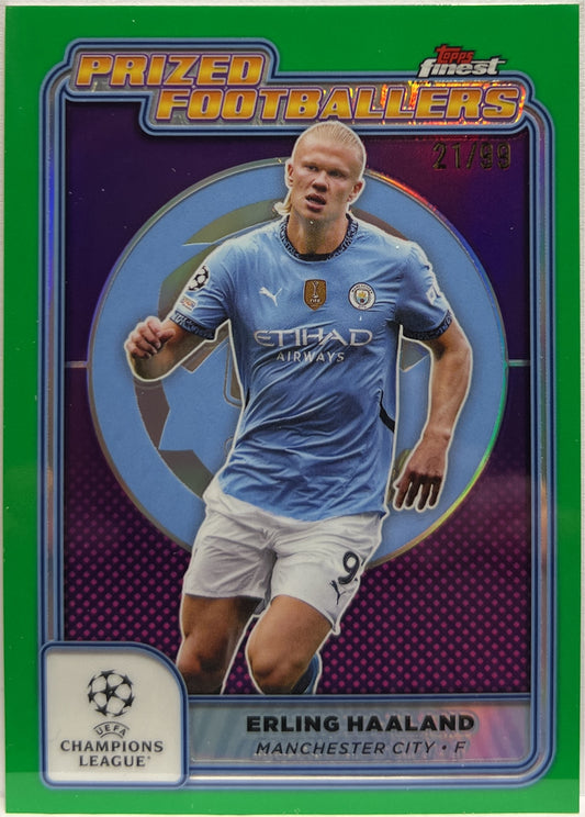 Erling Haaland 21/99 Prized Footballers Green Topps Finest UCC 2024/25