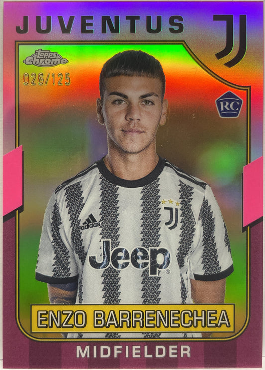 Enzo Barrenechea 26/125 Rookie Pink Topps Chrome Juventus 2022/23