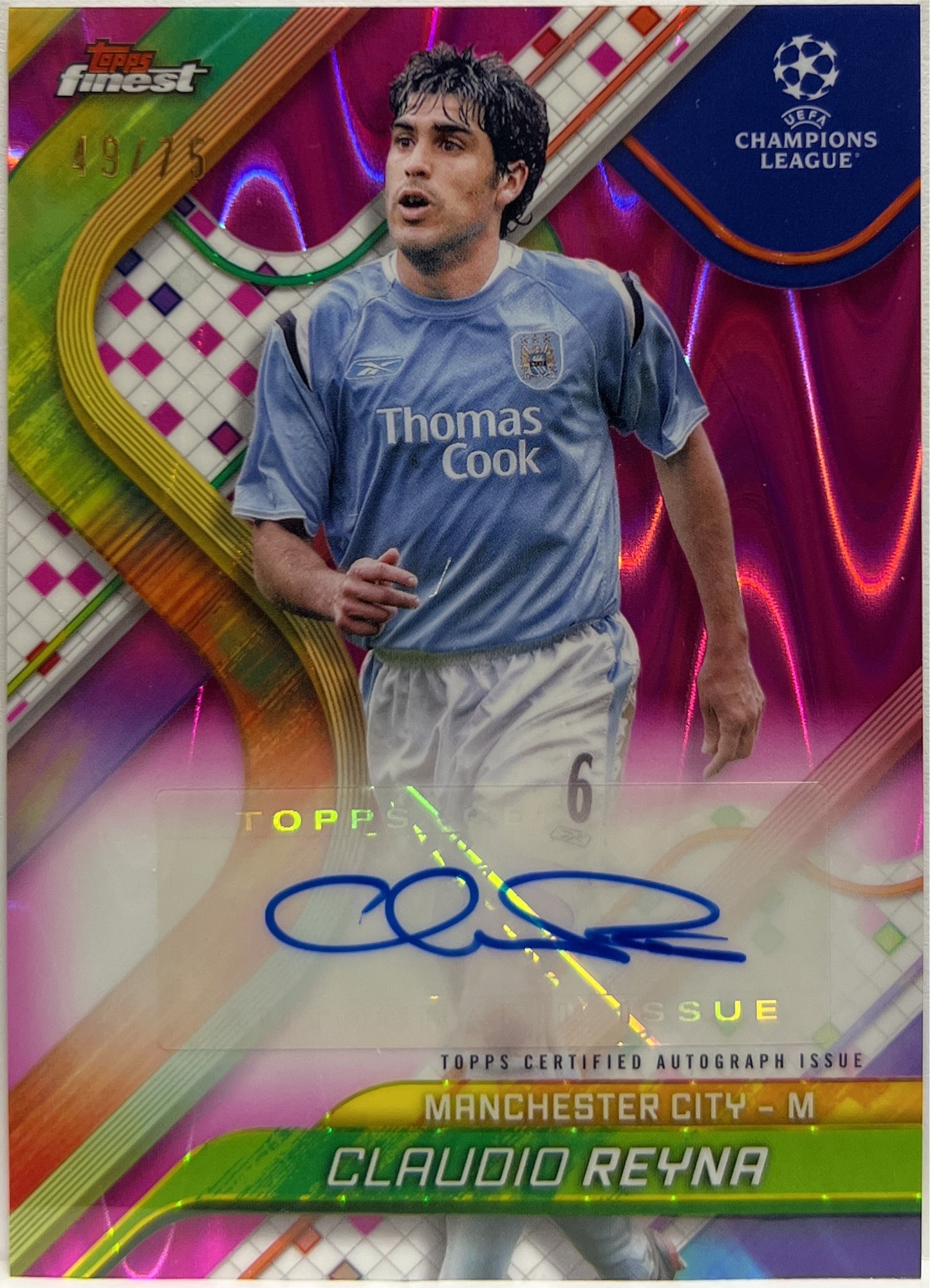 Claudio Reyna 49/75 Autograph Magenta Wave Topps Finest UCC 2024/25