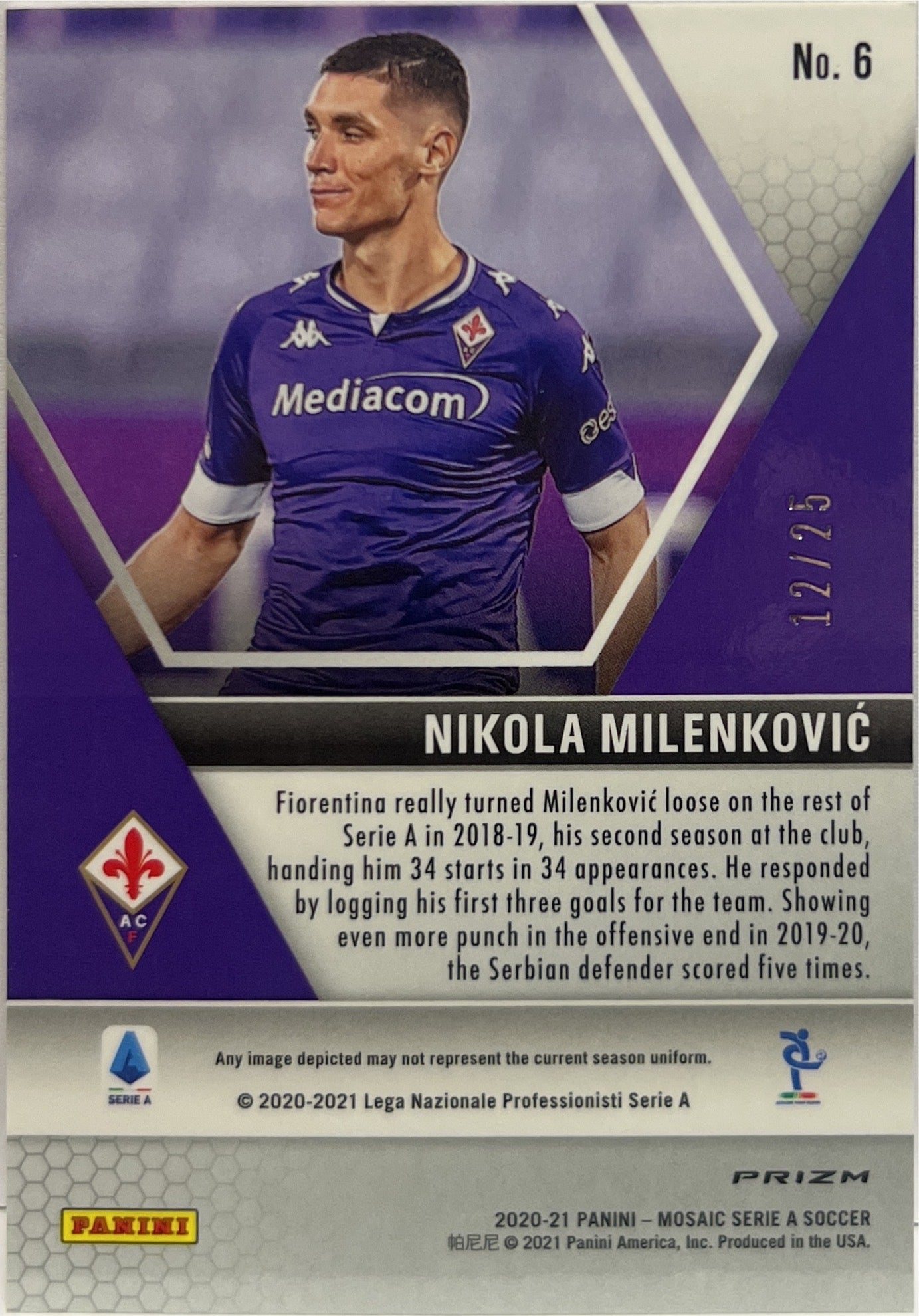 Nikola Milenkovic 12/25 Pink Mosaic Serie A 2020/21