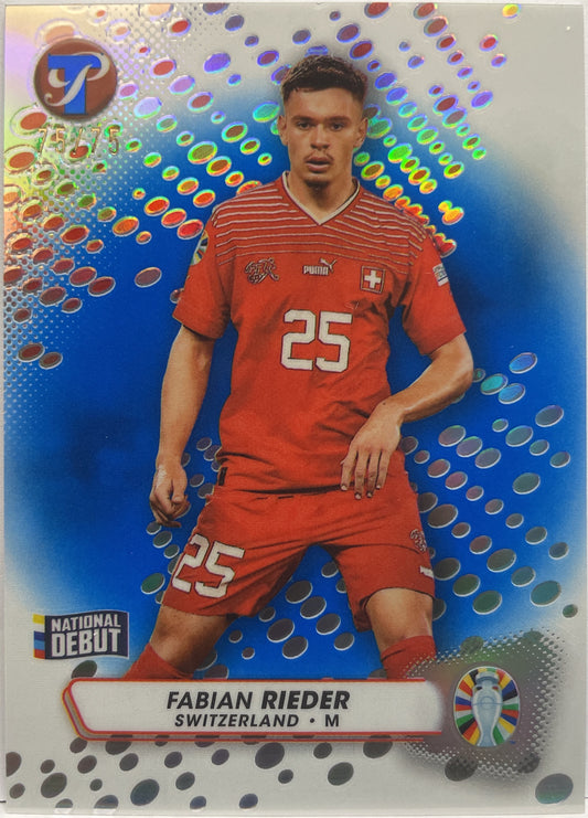 Fabian Rieder 75/75 National Debut Blue Topps Pristine Road To Euro 2024