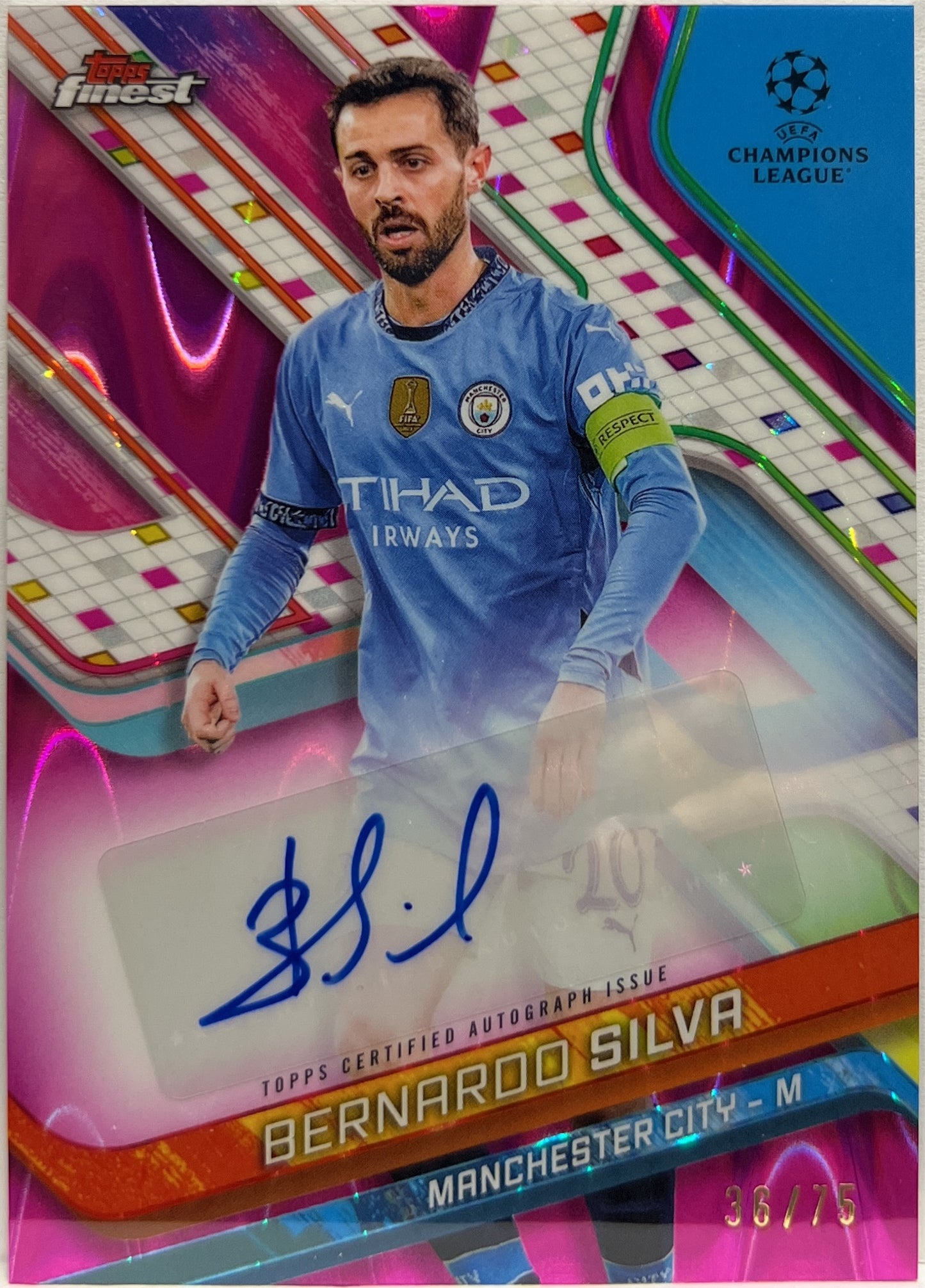 Bernardo Silva 36/75 Autograph Magenta Topps Finest UCC 2024/25
