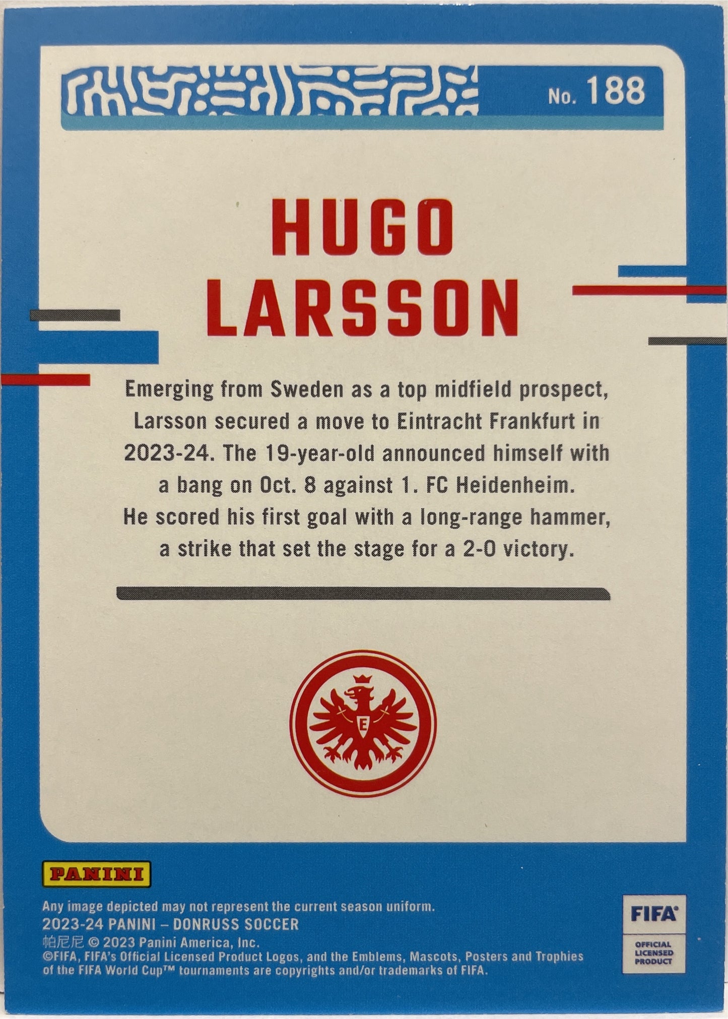 Hugo Larsson 34/349 Silver Donruss Fifa 2023/24