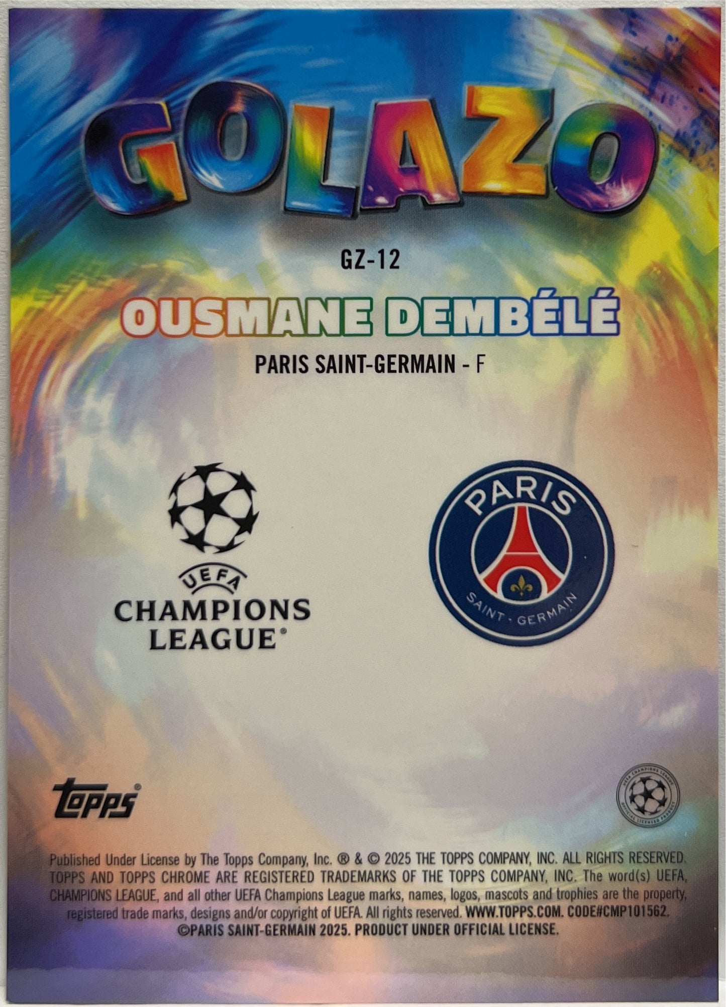 Ousmane Dembele 76/199 Golazo Aqua Topps Chrome UCC 2024/25