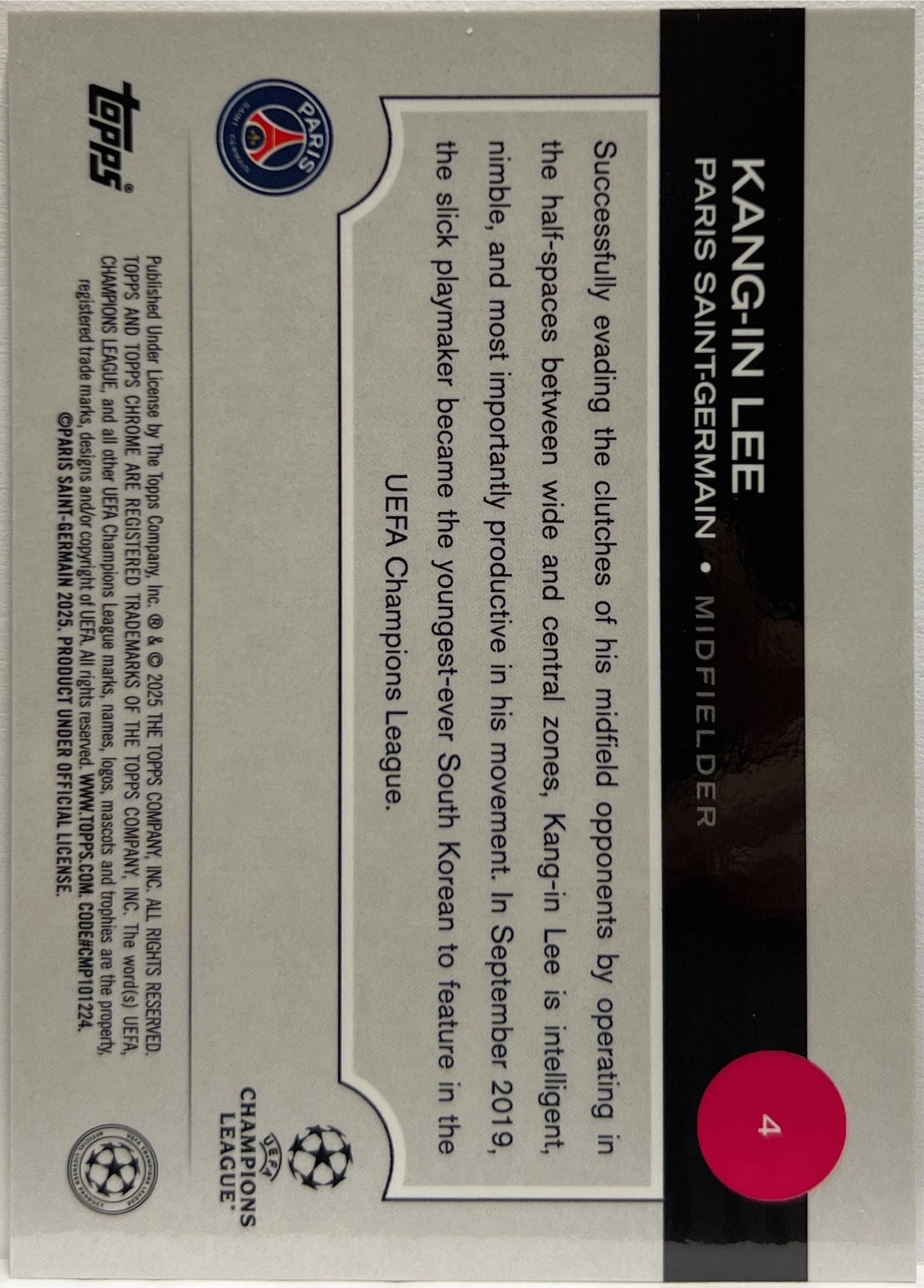 Kang In Lee 12/50 Gold Lava Topps Chrome UCC 2024/25