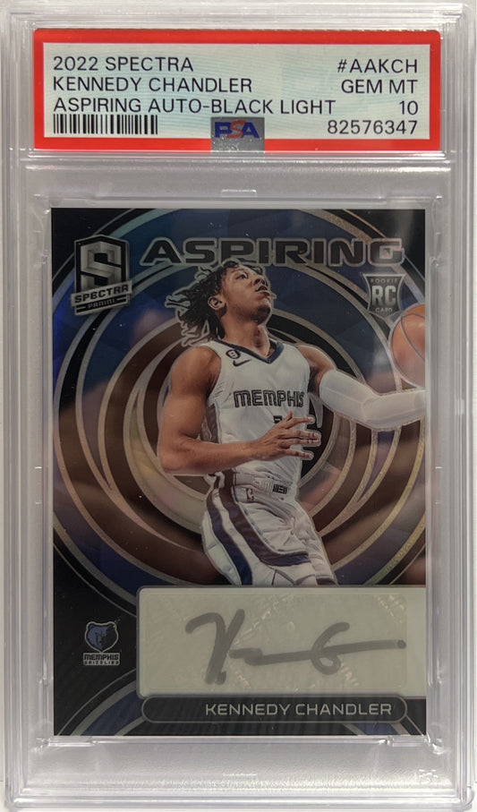 Kennedy Chandler 7/10 Rookie Autograph Aspiring Black Light Spectra Basketball NBA 2022/23 PSA 10