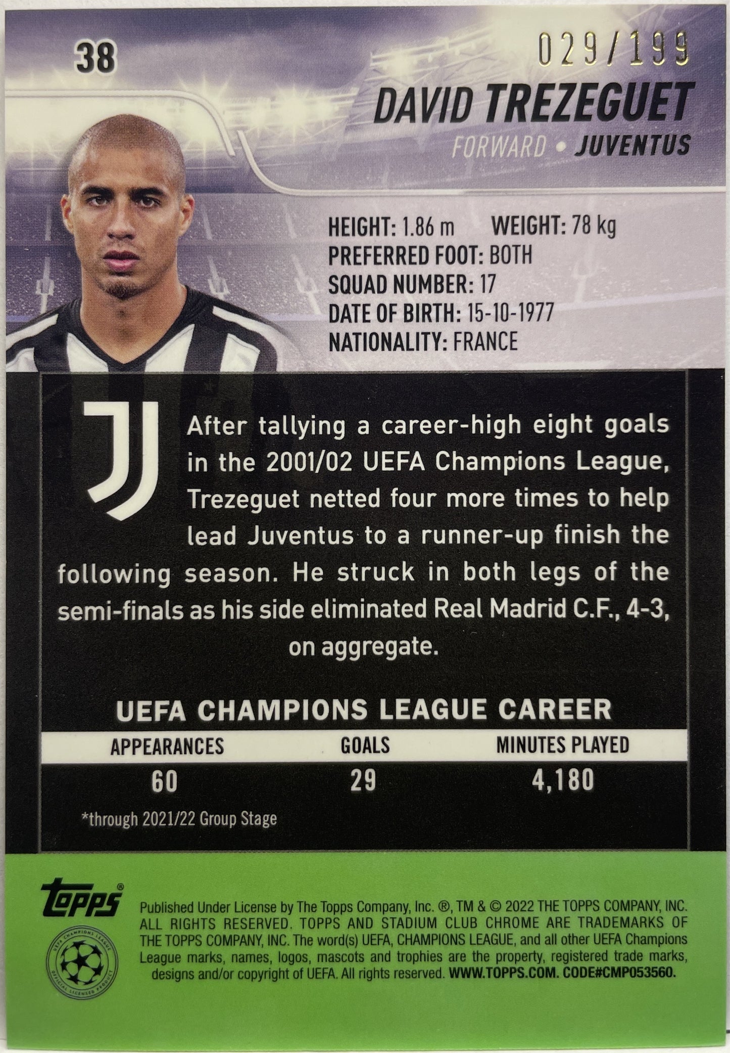 David Trezeguet 29/199 Stadium Chrome 2021/22