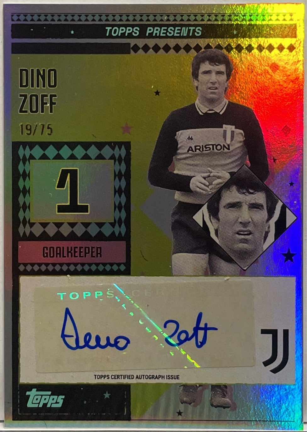 Dino Zoff 19/75 Autograph Vintage Lady Aqua Topps Juventus Premium Team Set 2024/25