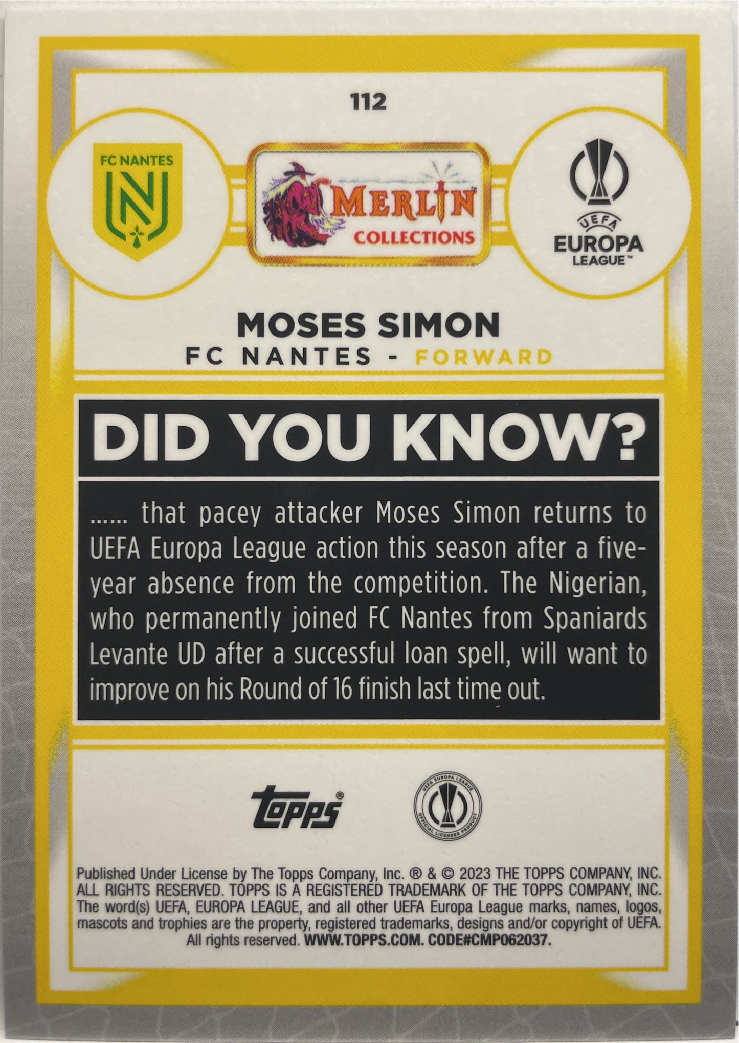 Moses Simon 88/350 Green Shimmer Merlin Chrome UCC 2022/23