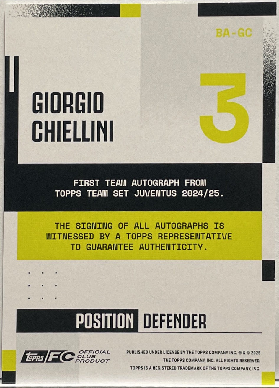 Giorgio Chiellini Autograph Topps Juventus Premium Team Set 2024/25