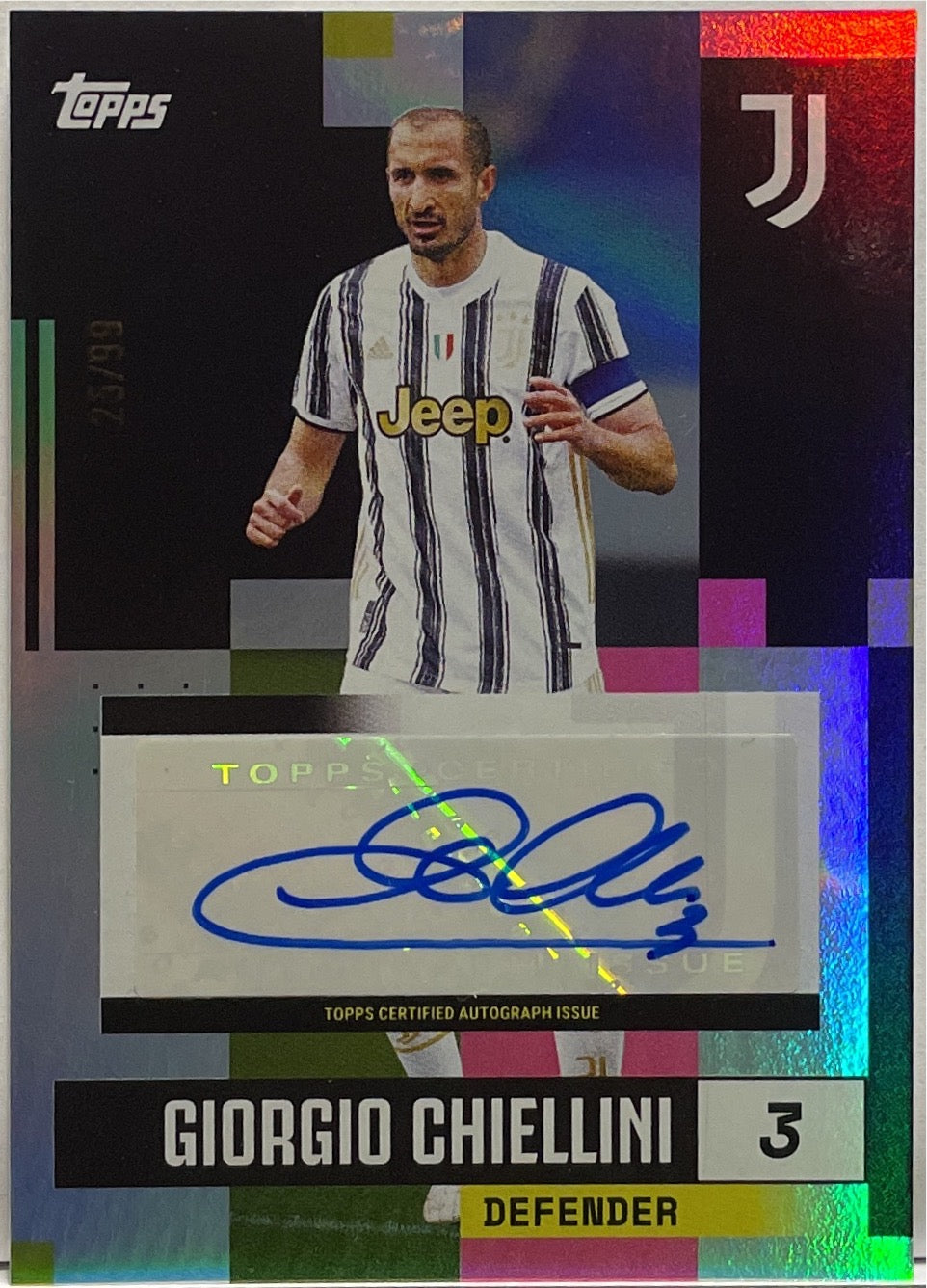 Giorgio Chiellini 25/99 Autograph Pink Topps Juventus Premium Team Set 2024/25