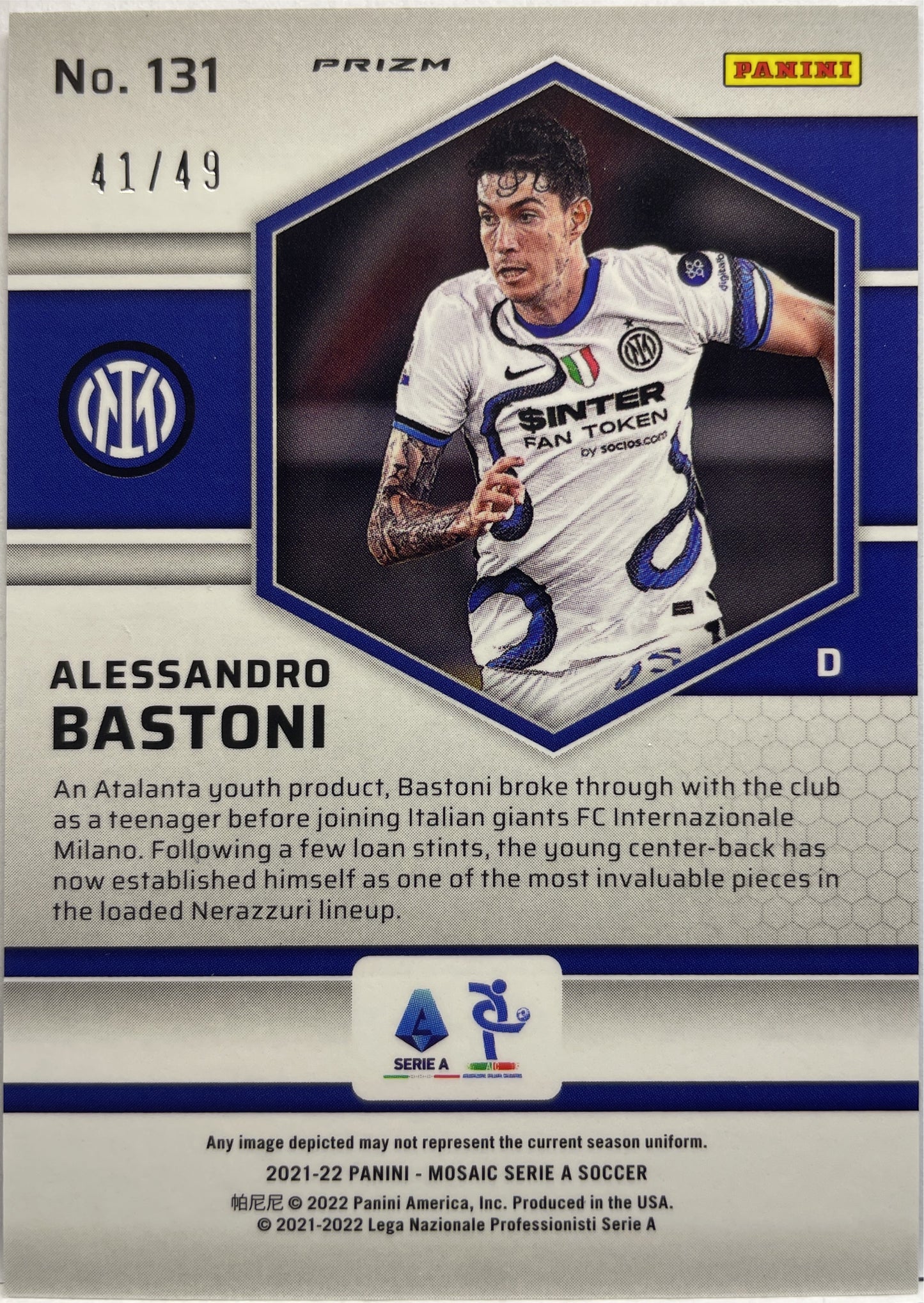 Alessandro Bastoni 41/49 Purple Mosaic Serie A 2021/22