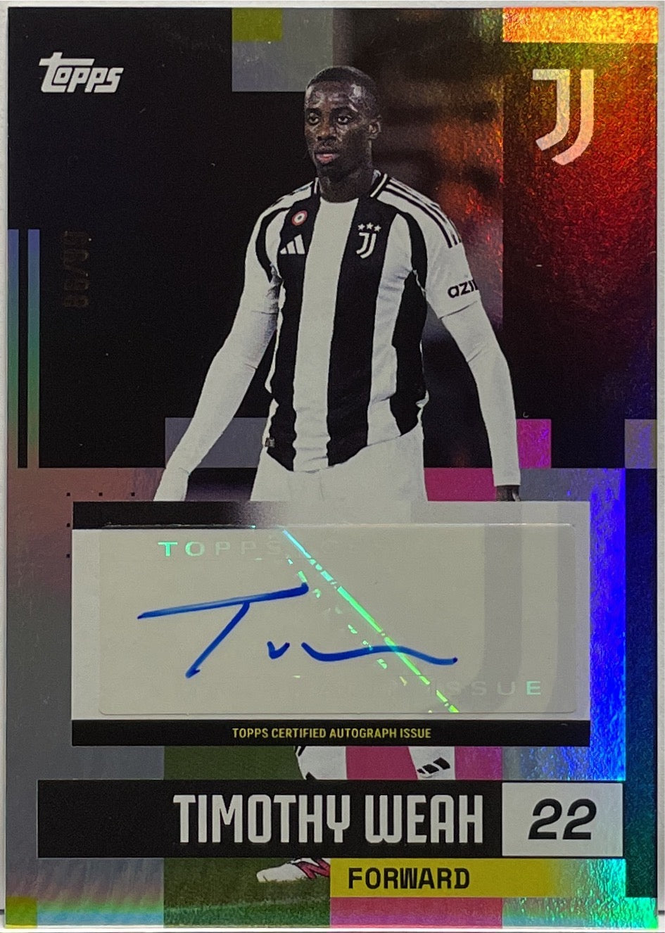 Timothy Weah 86/99 Autograph Pink Topps Juventus Premium Team Set 2024/25