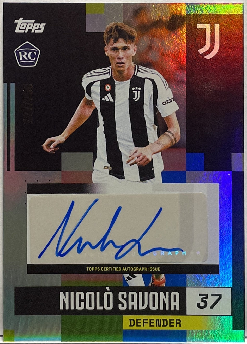 Nicolo Savona 227/250 Rookie Autograph Blue Topps Juventus Premium Team Set 2024/25