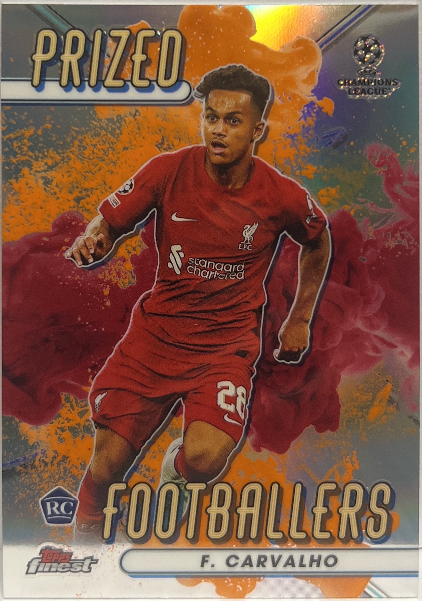 Fabio Carvalho Rookie Prized Footballers Fusion Orange Footballers Topps Finest UCC 2022/23