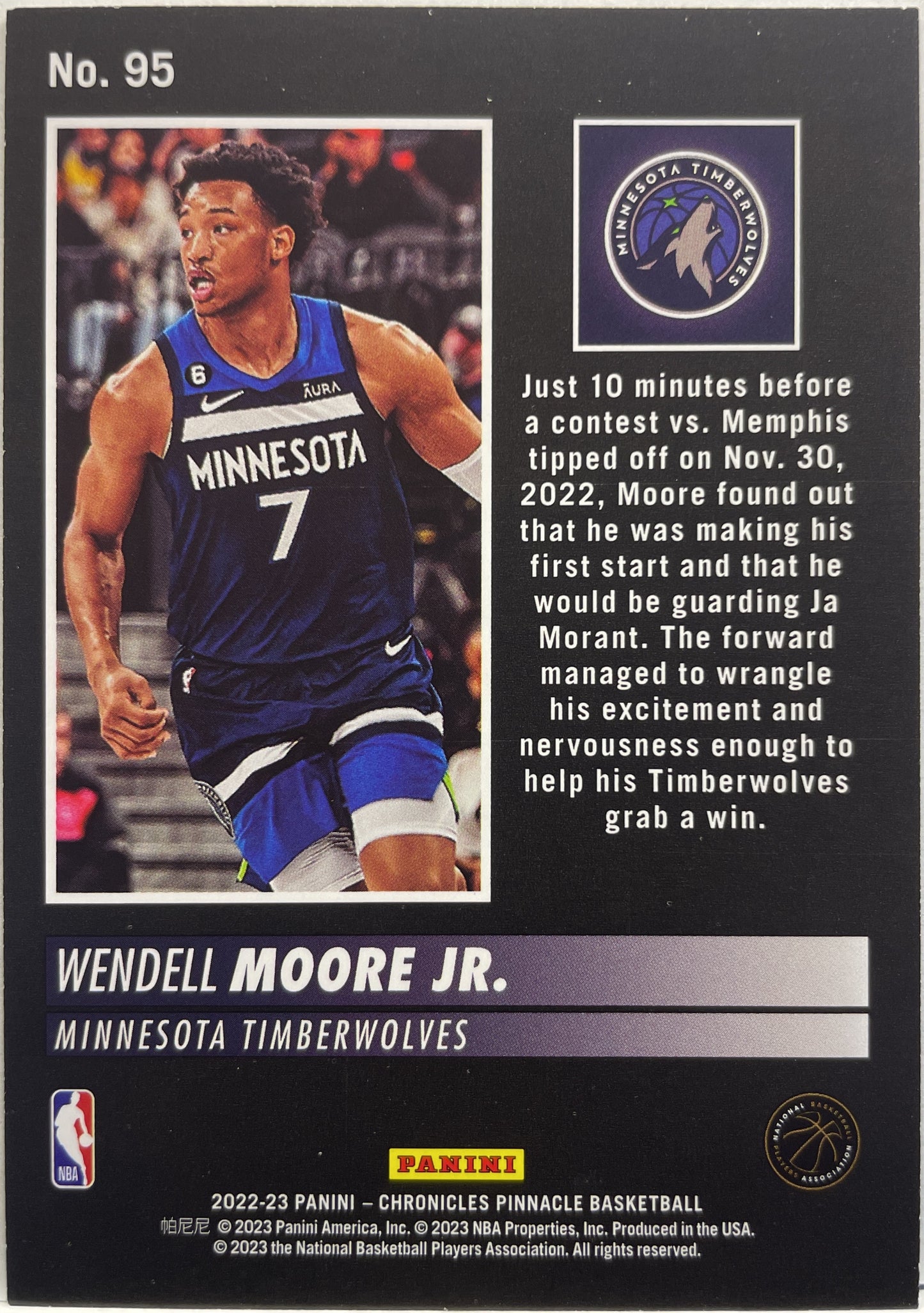 Wendell Moore Jr 16/149 Rookie Pinnacle Chronicles NBA 2022/23