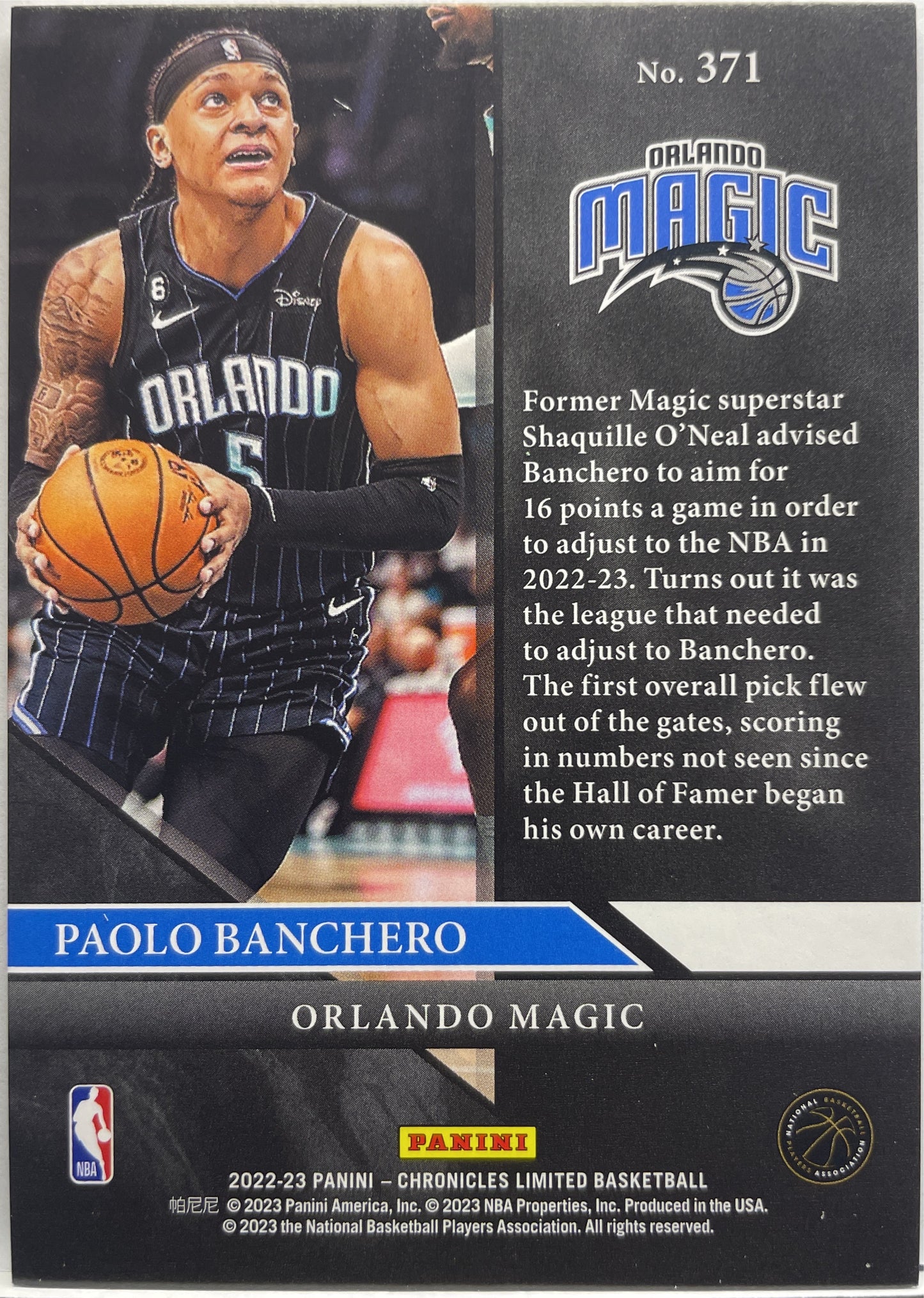 Paolo Banchero 239/249 Rookie Limited Chronicles NBA 2022/23