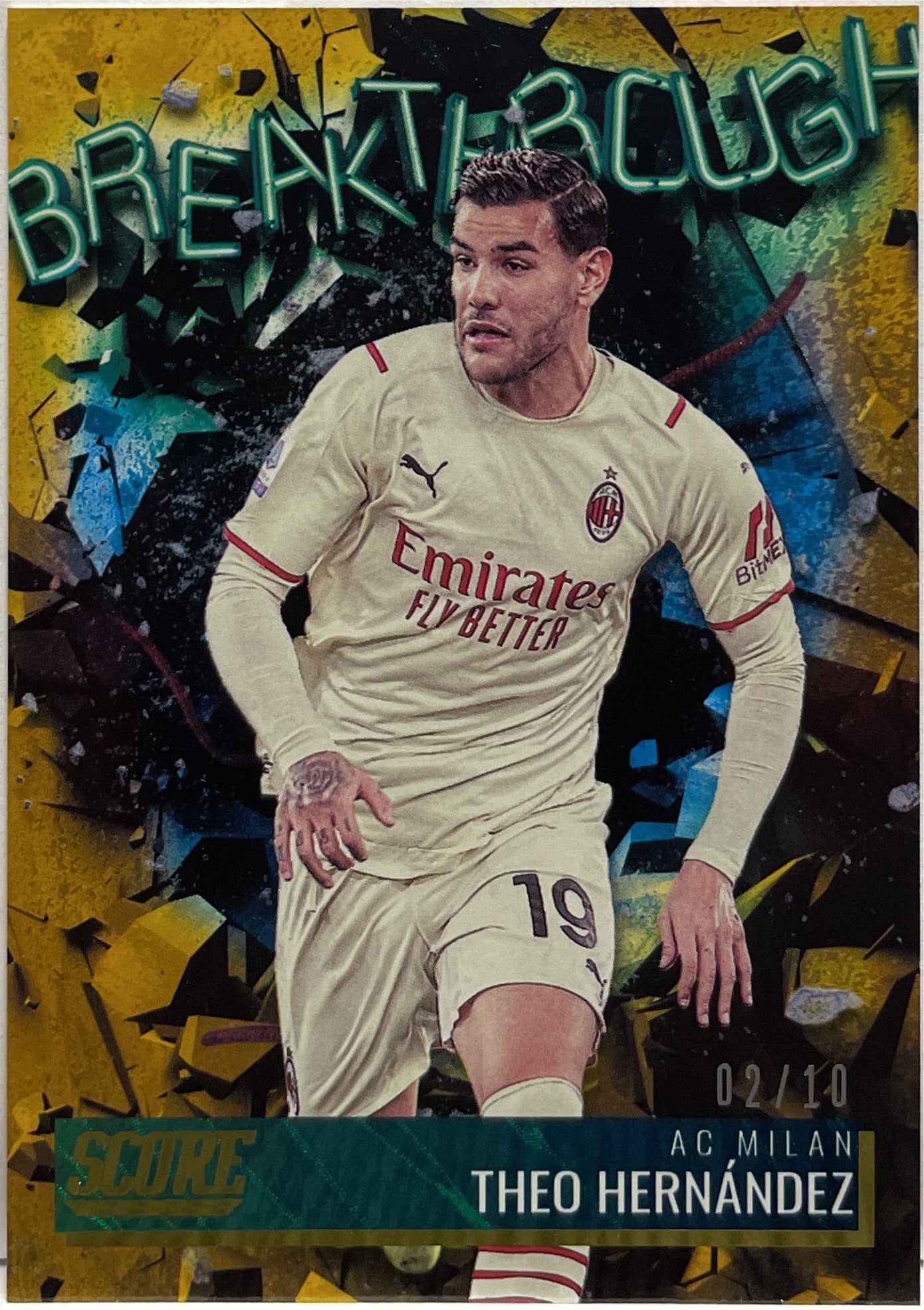 Theo Hernandez 2/10 Breakthrough Gold Panini Score Fifa 2021/22