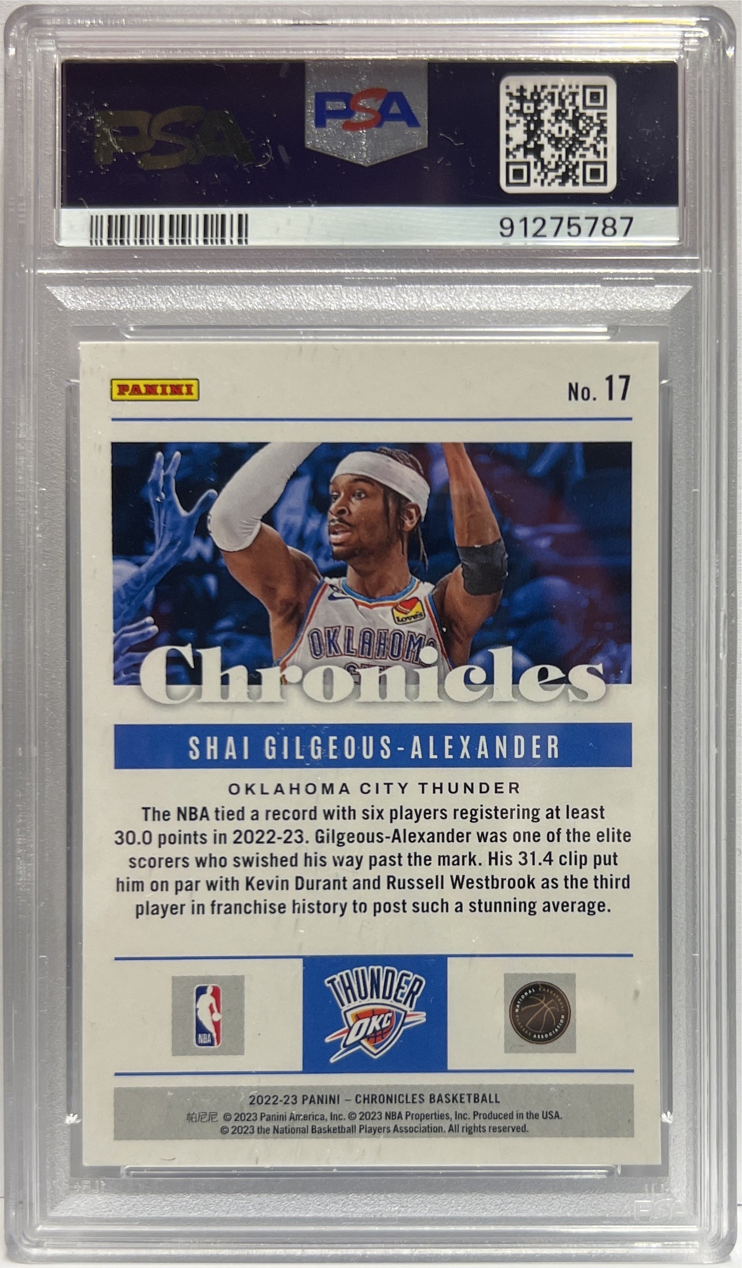 Shai Gilgeous Alexander Chronicles Basketball NBA 2022/23 PSA 10