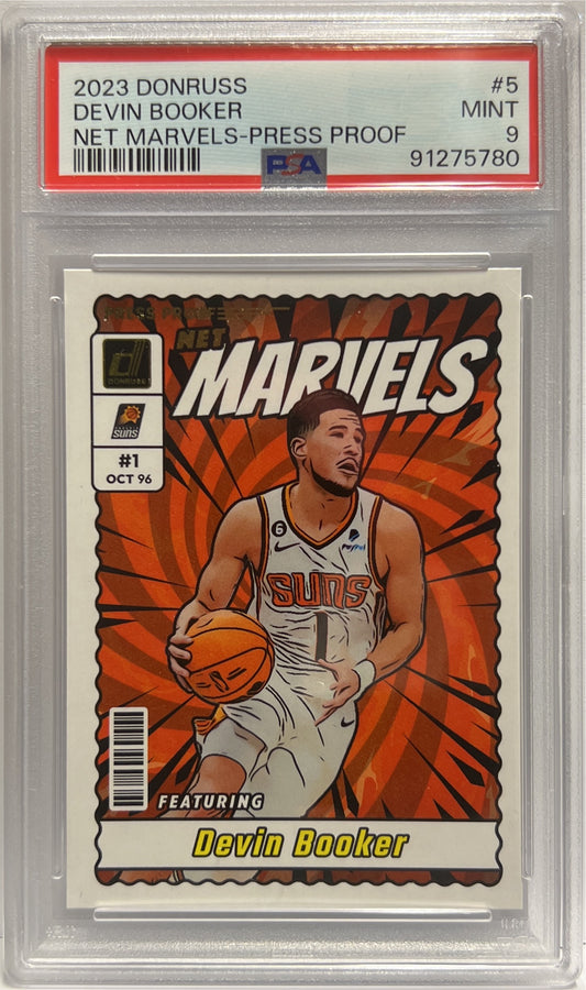 Devin Booker Net Marvels Press Proof Gold Donruss Basketball NBA 2023/24 PSA 9